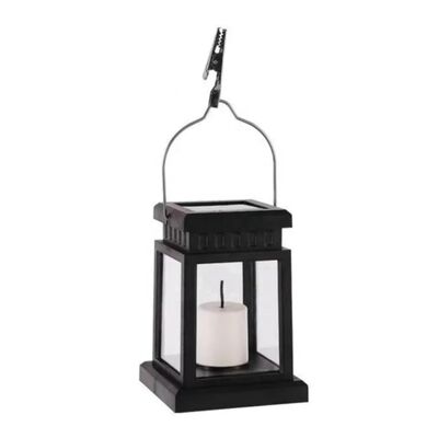 Solar Hanging Candle Lantern Waterproof Outdoor Umbrella Light Vintage Clip Lamp for Garden Teahouse Pathway Lawn Yard Lounge