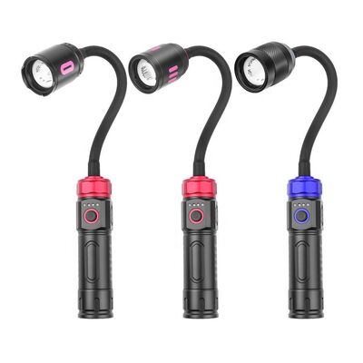 Cross-border Magnetic Working Lamp, Multi-angle Bend, Car Inspection Lamp, USB Charging, White Laser Zoom Flashlight
