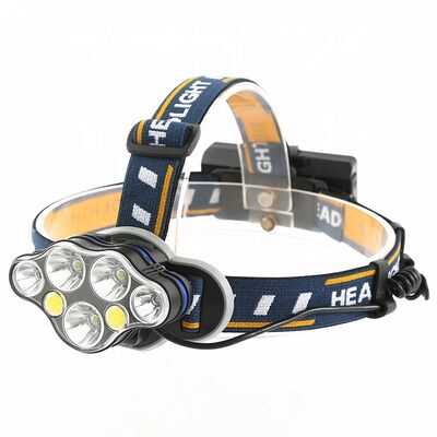 7LED Strong Headlight Far-reaching Searchlight USB Charging Outdoor Headlight Camping Night Fishing COB Red Headlight