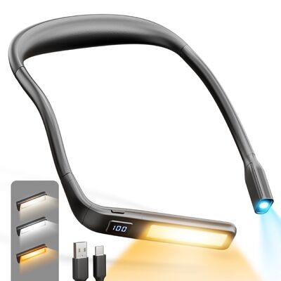 Factory Direct Sales Night Reading LED Lighting Desk Lamp USB Charging Three Color Folding Double Head Hanging Neck Reading Lamp