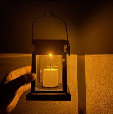 Solar Hanging Candle Lantern Waterproof Outdoor Umbrella Light Vintage Clip Lamp for Garden Teahouse Pathway Lawn Yard Lounge