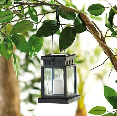 Solar Hanging Candle Lantern Waterproof Outdoor Umbrella Light Vintage Clip Lamp for Garden Teahouse Pathway Lawn Yard Lounge