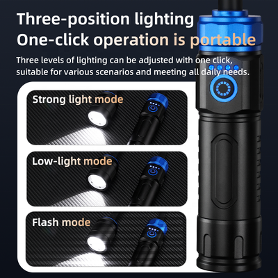 2026 Cross-border Magnetic Working Lamp, Multi-angle Bend, Car Inspection Lamp, USB Charging, White Laser Zoom Flashlight