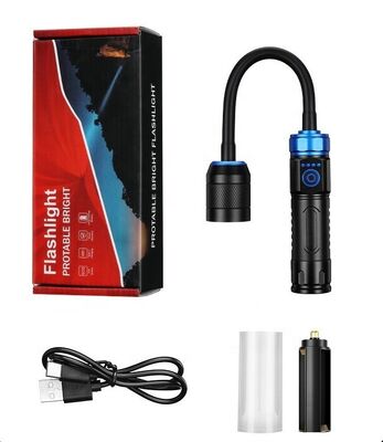 Cross-border Magnetic Working Lamp, Multi-angle Bend, Car Inspection Lamp, USB Charging, White Laser Zoom Flashlight