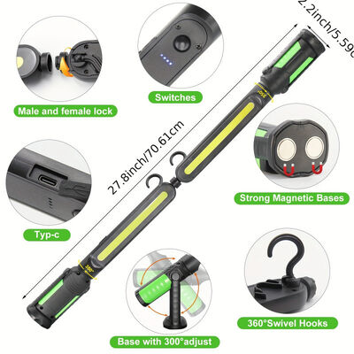 Cross-border New Multi-function Work Lamp COB Charging Repair Lamp Portable Rotating Folding Magnetic High-bright Work Lamp
