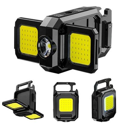 Multifunctional Three-headed Keychain Lamp Portable Cob Mini Camping Lamp Type-c Working Lamp Outdoor Flashlight