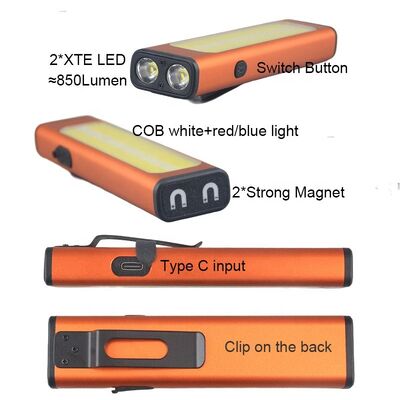Factory Direct Sale Rechargeable Lithium Battery Strong Magnetic COB Flashlight Car Inspection Car Lamp Rectangular Work Lamp