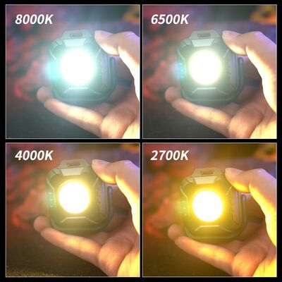 New 360 Degree Rotating 4 Color Temperature Mini COB Led Rechargeable Keychain Work Light with Strong Magnet