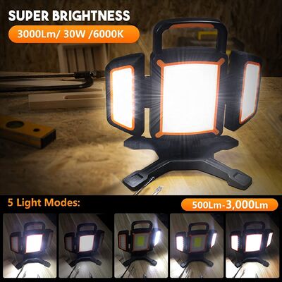 Hot Selling New 3000lm Rechargeable Multifunctional Vertical Folding Work Light