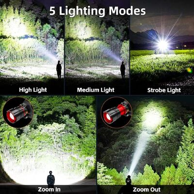 Cross-border Charging Outdoor Night Fishing Camping Hiking Emergency Lamp Induction Stretching Zoom Warning Strong Head Lamp