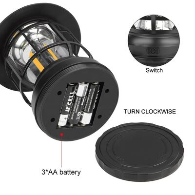 2024 Hot Selling Outdoor Camping Tent Lamp Multifunctional Retro Hanging Horse Lamp Cob Emergency Dry Battery Portable Lamp