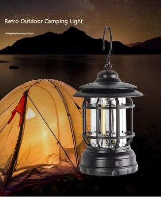2024 Hot Selling Outdoor Camping Tent Lamp Multifunctional Retro Hanging Horse Lamp Cob Emergency Dry Battery Portable Lamp