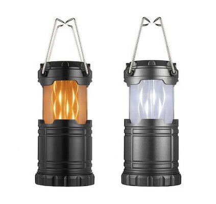 2023 New Telescopic Convenient Hook Lantern Dual Color Flame Flashing Torch Lantern Classic Mini Tent Light