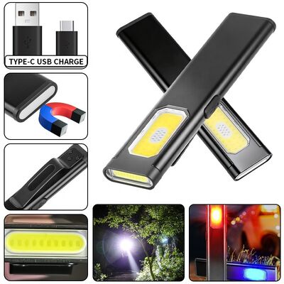 Mini COB Portable Outdoor Type-C Rechargeable LED Flashlight Magnetic Work Pocket Flashlight