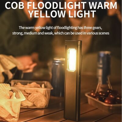 Mini COB Portable Outdoor Type-C Rechargeable LED Flashlight Magnetic Work Pocket Flashlight