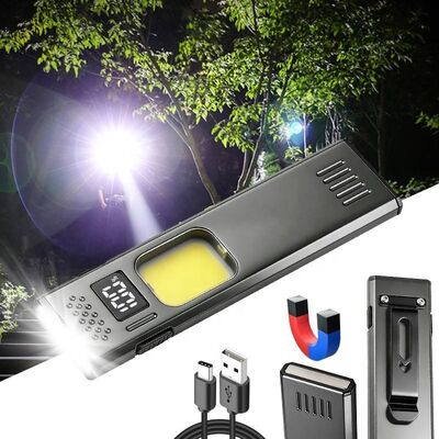2026 New Ultra-thin Mini Flashlight Strong Light Super Bright Multi-function Magnetic Work Lamp Outdoor Waterproof Flashlight