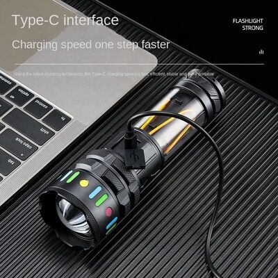 Cross-border New Outdoor Long-range Zoom White Laser Strong Light Flashlight Rechargeable Multi-function Camping Lamp Flashlight