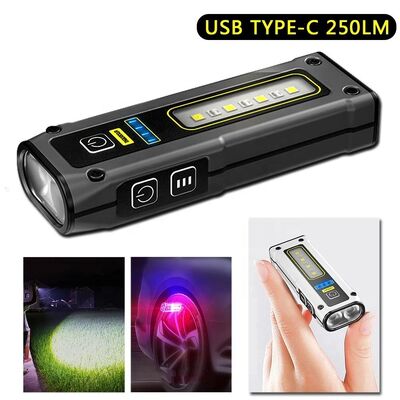 Mini Multifunction Portable Powerful Waterproof LED COB Flashlights Torches Type-C Rechargeable With Magnet