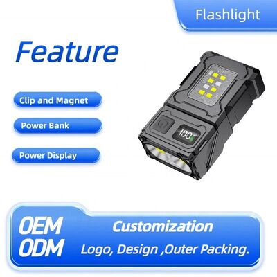 Cross-border New Mini Flashlight Self-defense Alarm Outdoor Charging Windproof Lighter Multi-source Keychain Light