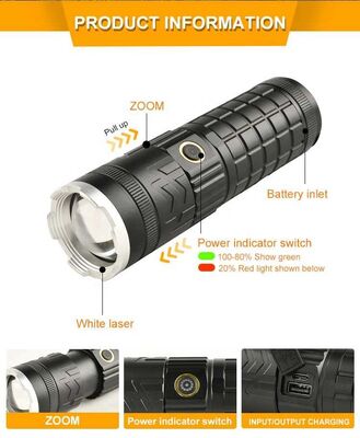 High Quality Ultra Bright Long Shot Led White Laser Usb Charging Long Life Outdoor Zoom Multi-Functional Flashlight