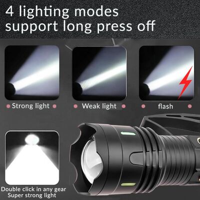 Outdoor Strong Light Far-reaching LED Searchlight Charging Ultra-long-lasting Lighting Aluminum Alloy Hand-held Flashlight
