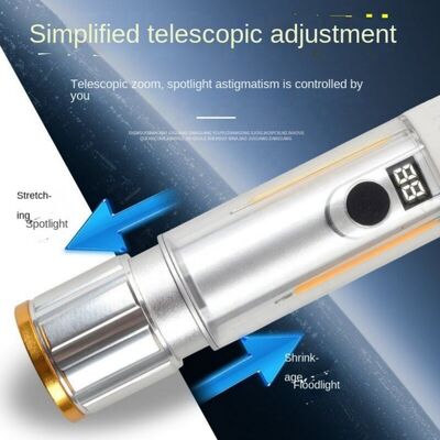 New Digital Power Display Telescopic Zoom Magnet Usb Rechargeable Aluminum Alloy Abs White Led Torch Lights Tactical Flashlight
